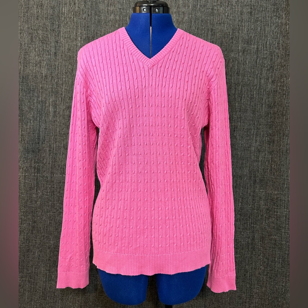 Pink Havana Jack’s Cafe Cable-knit Sweater, Size L